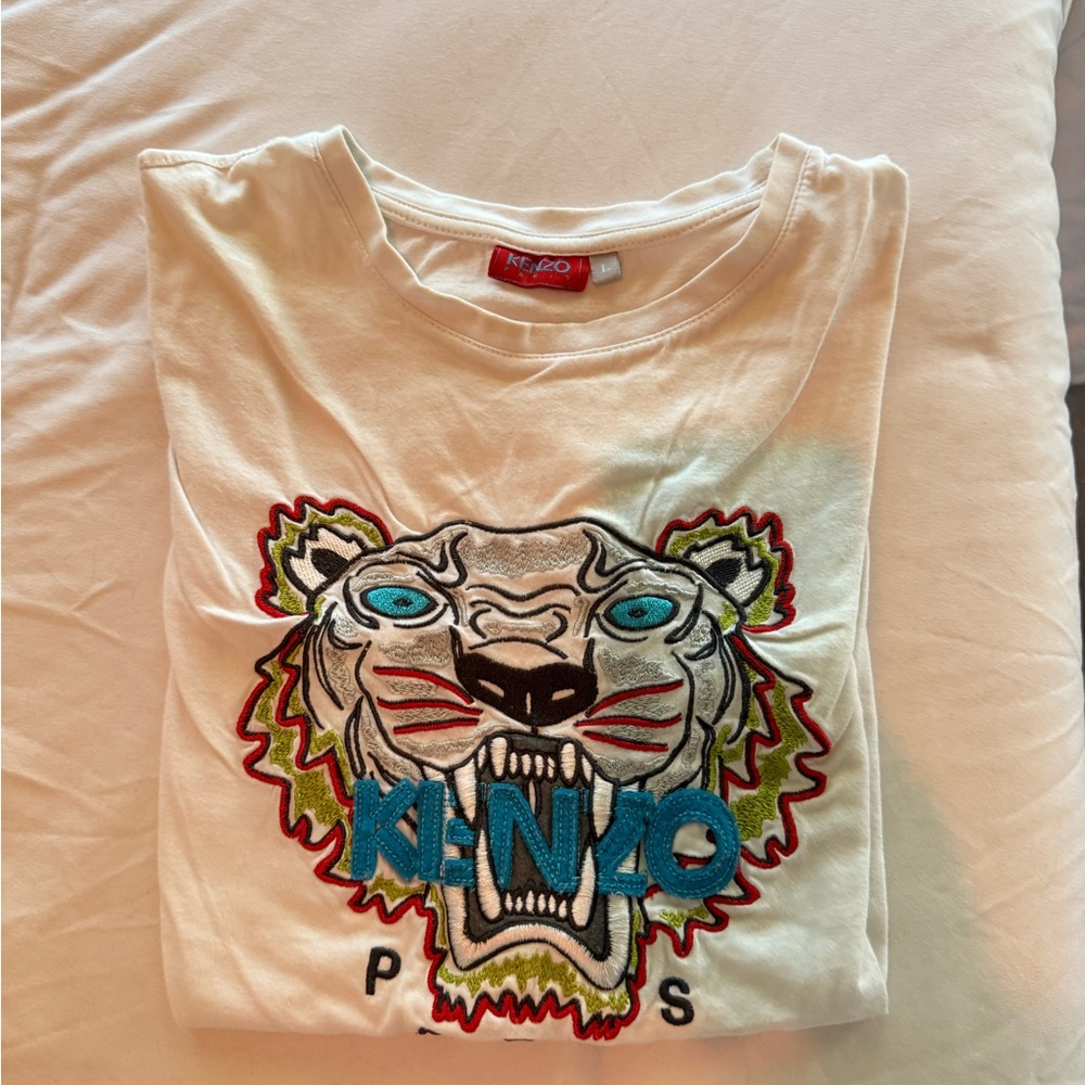 Kenzo Kids White Tee with Vibrant Tiger Design